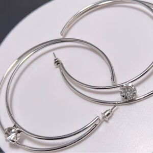 Large Silver Rhinestone Earrings